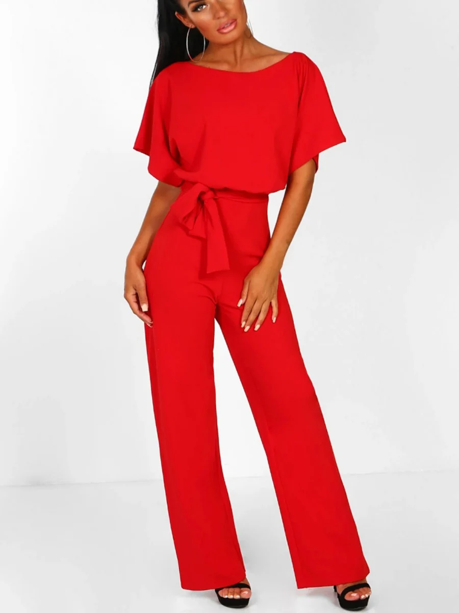 Summer Button-up Tie-front Short-sleeved Jumpsuit - Image 13