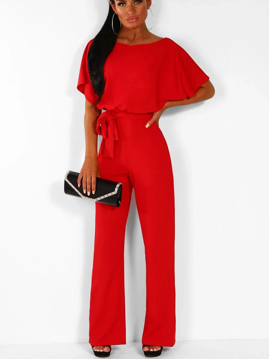 Summer Button-up Tie-front Short-sleeved Jumpsuit - Image 14