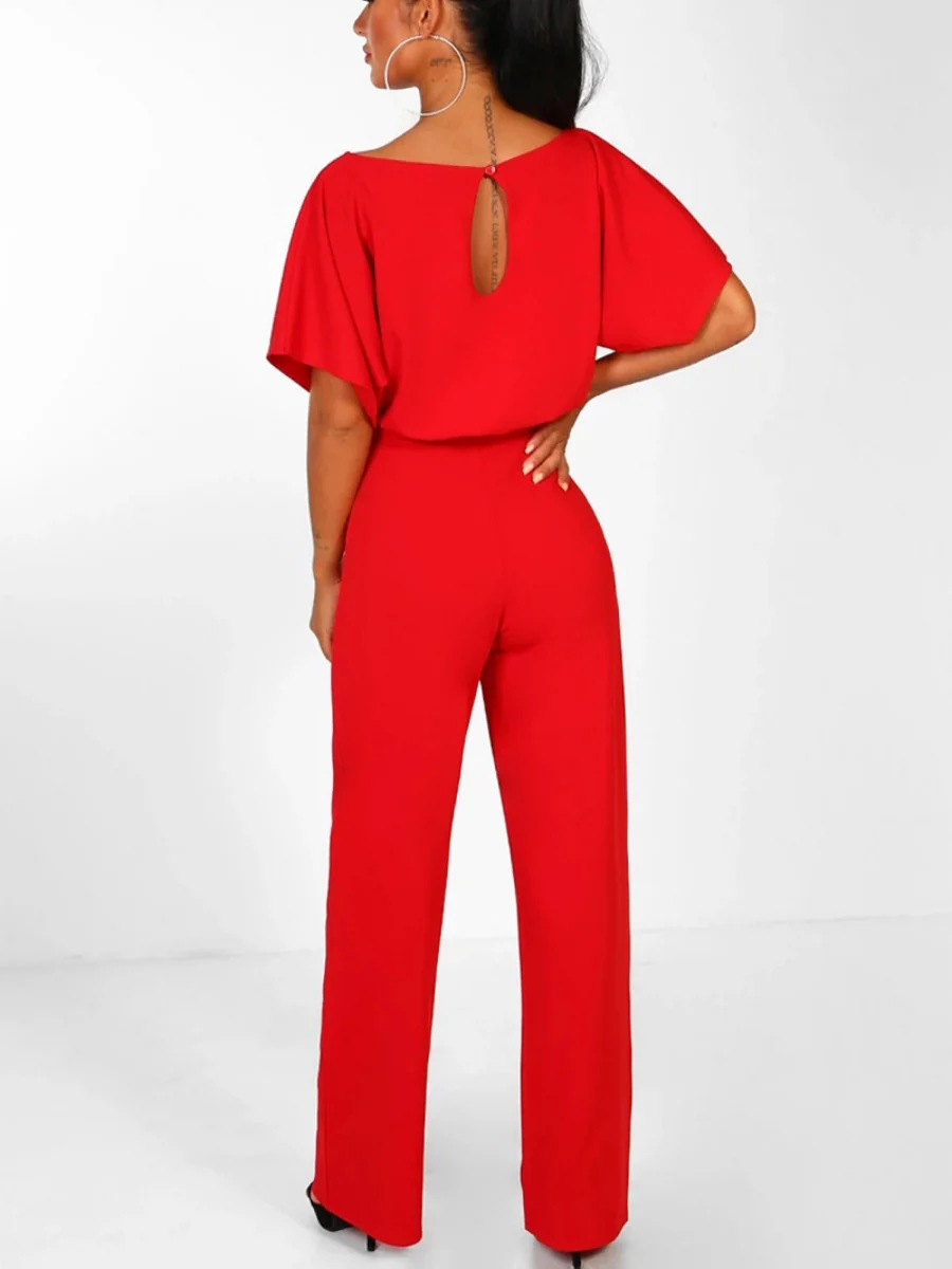 Summer Button-up Tie-front Short-sleeved Jumpsuit - Image 15