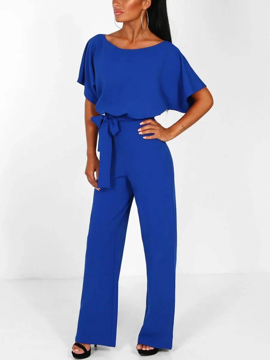 Summer Button-up Tie-front Short-sleeved Jumpsuit - Image 17