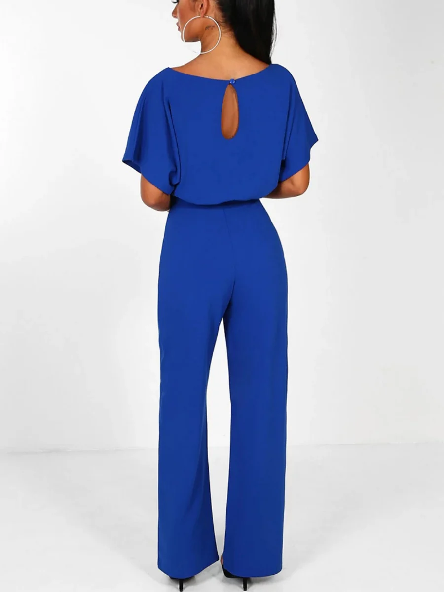 Summer Button-up Tie-front Short-sleeved Jumpsuit - Image 18