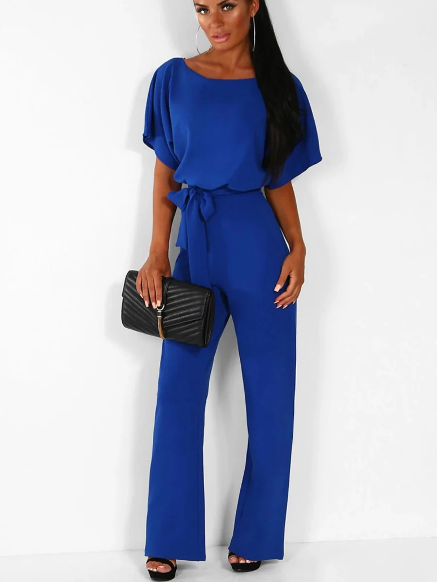 Summer Button-up Tie-front Short-sleeved Jumpsuit - Image 20