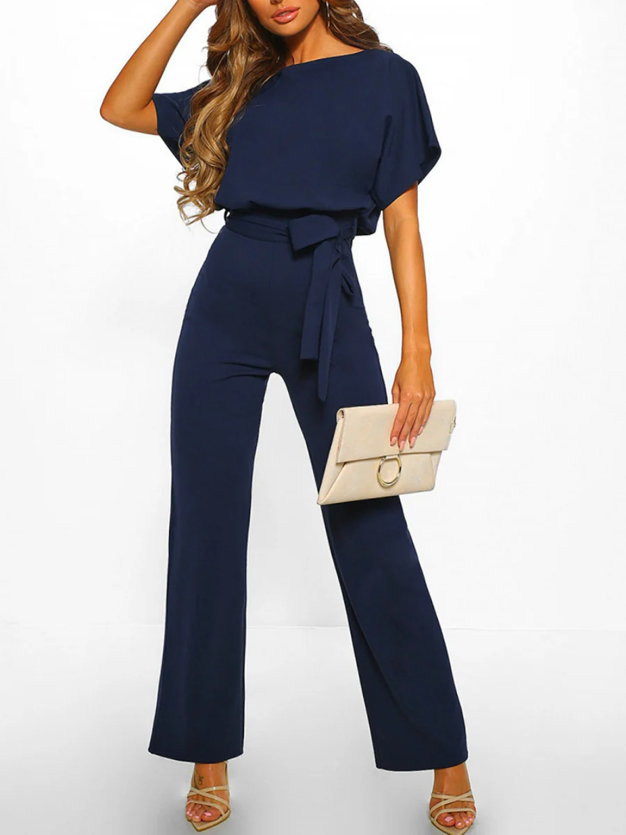 Summer Button-up Tie-front Short-sleeved Jumpsuit - Image 3