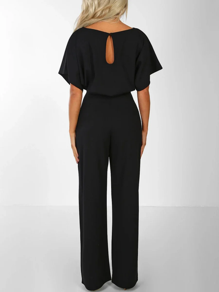Summer Button-up Tie-front Short-sleeved Jumpsuit - Image 5