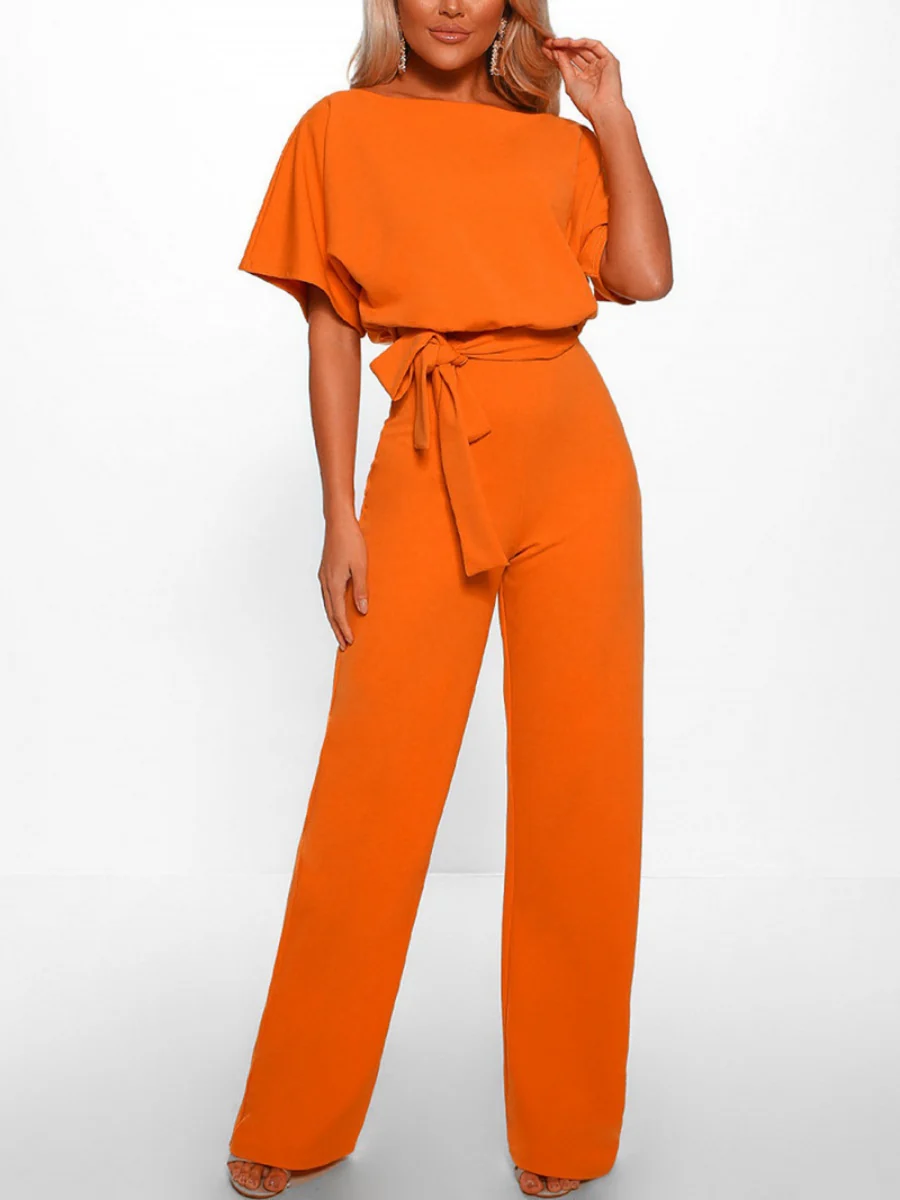 Summer Button-up Tie-front Short-sleeved Jumpsuit - Image 8
