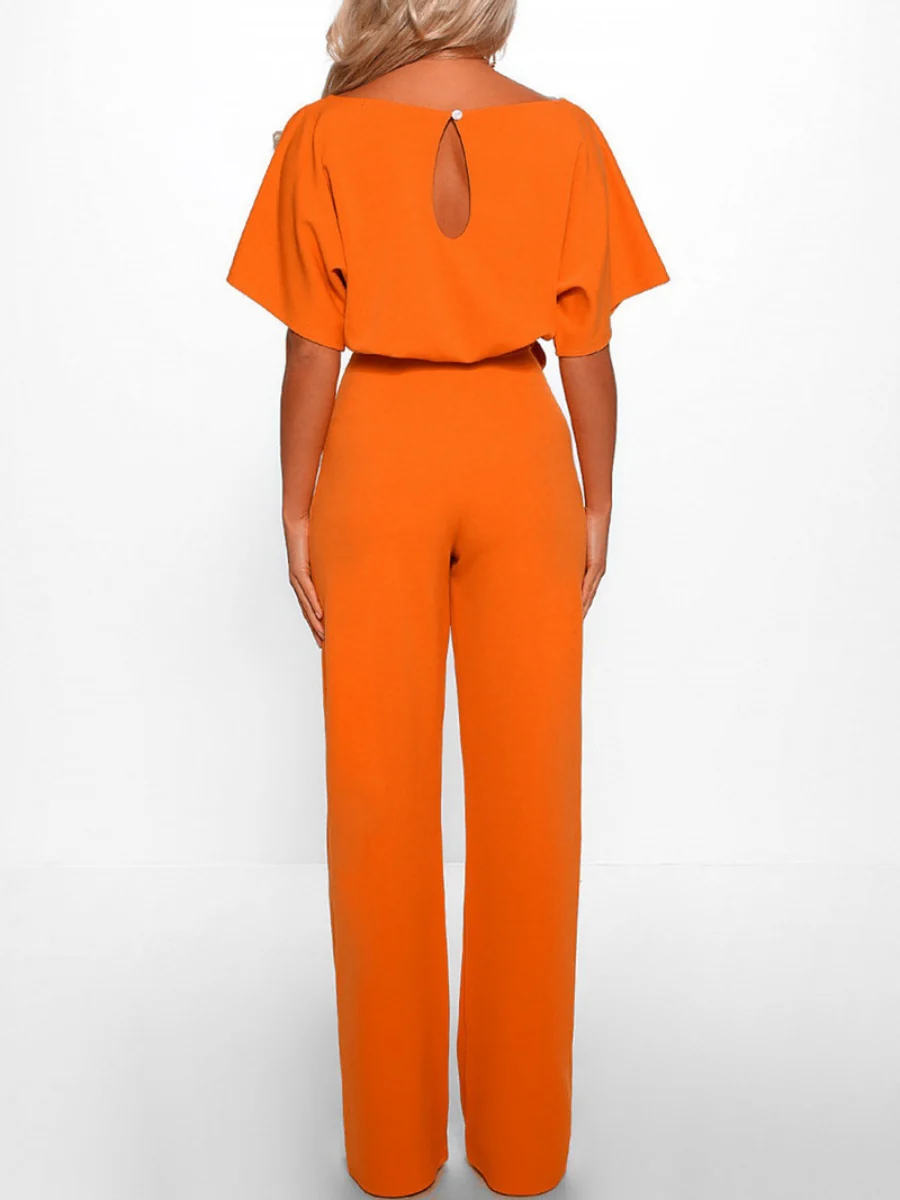 Summer Button-up Tie-front Short-sleeved Jumpsuit - Image 9
