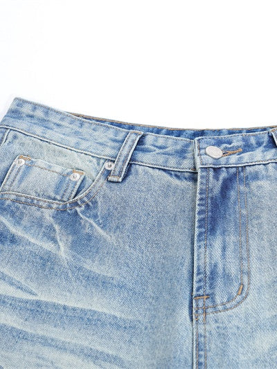 Cat Whiskers Distressed Gradient Denim Five Points Loose-fit Shorts - Image 6