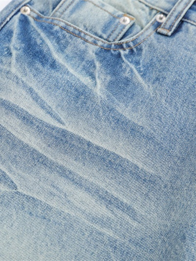 Cat Whiskers Distressed Gradient Denim Five Points Loose-fit Shorts - Image 7