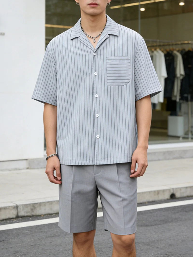 Cuban Territory Vertical Stripe Vacation Shirts - Image 5