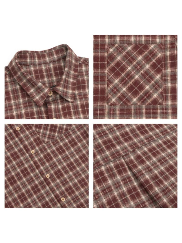 Plaid Layered-look Retro Shirts - Image 4