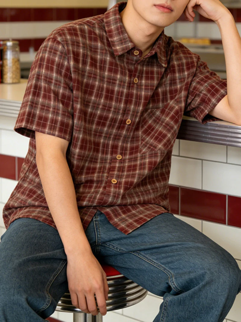 Plaid Layered-look Retro Shirts - Image 5