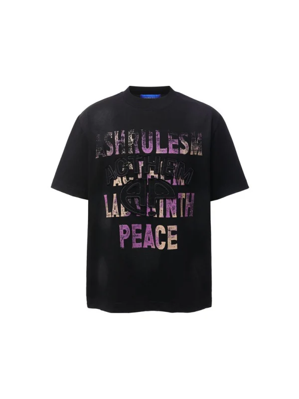 Distressed 3D Letter Printed T-shirts - Image 4