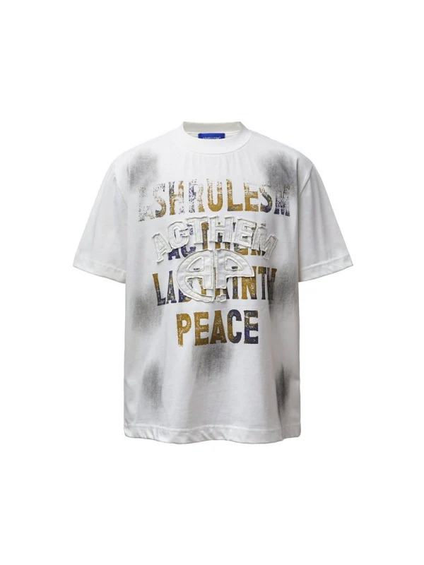 Distressed 3D Letter Printed T-shirts - Image 6
