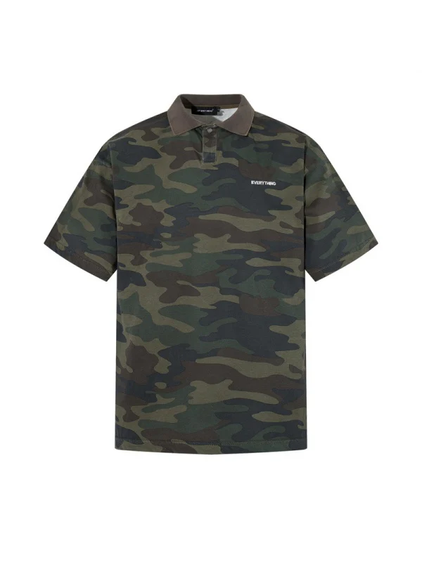 Camouflage Color-blocked Loose-fit Polo - Image 2