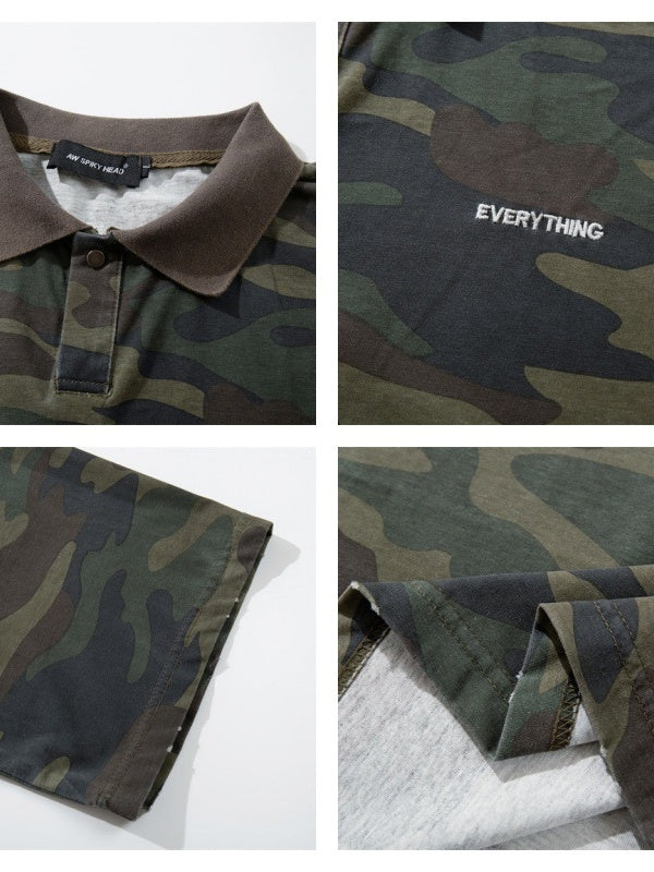 Camouflage Color-blocked Loose-fit Polo - Image 4