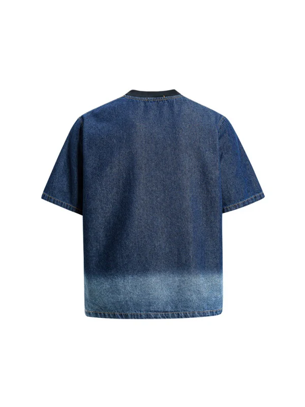 Star Embroidery Gradient Denim T-shirts - Image 3