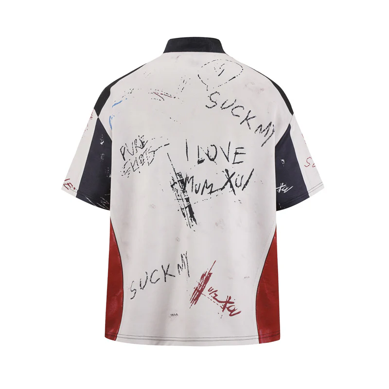 Letter Graffiti Color-blocked Loose-fit T-shirts - Image 3