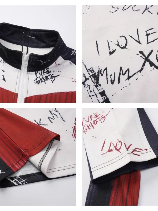 Letter Graffiti Color-blocked Loose-fit T-shirts - Image 4