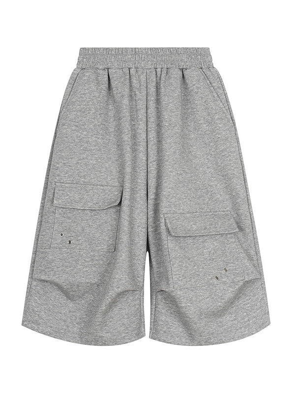 Multiple Pockets Embroidery Work Clothes Wide-leg Shorts - Image 2