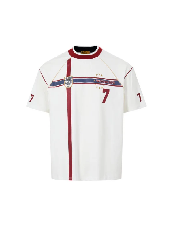 Retro Jersey Number Cross Pattern Printed T-shirts - Image 2
