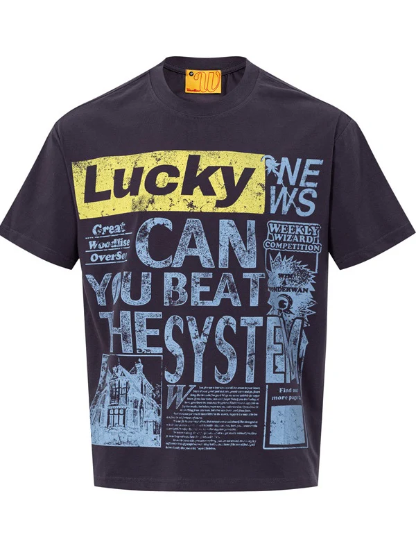 Retro Newspaper Letter Printed T-shirts - Image 3