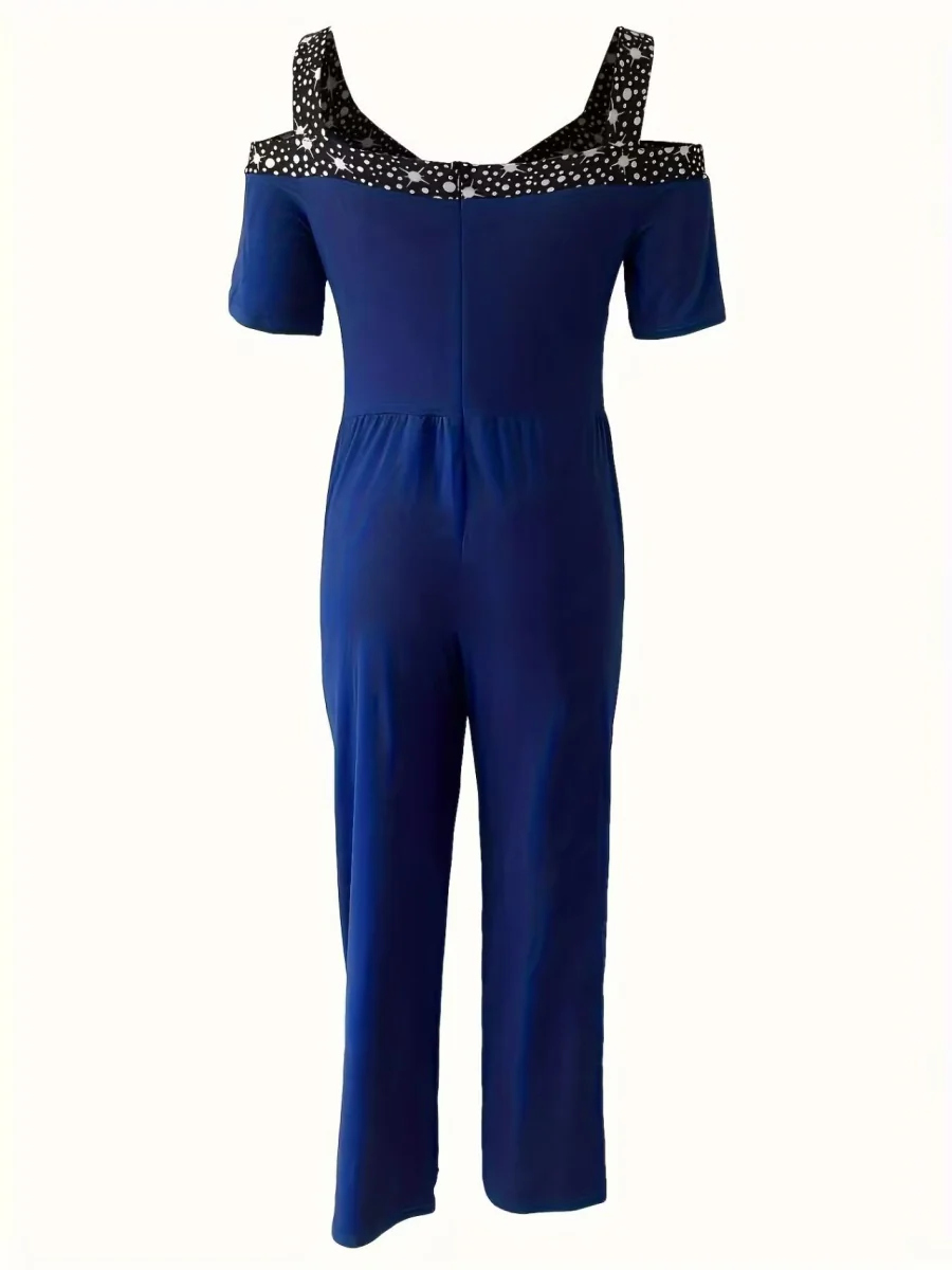 Polka Dot Print Off-shoulder Wide Leg Jumpsuits - Image 11