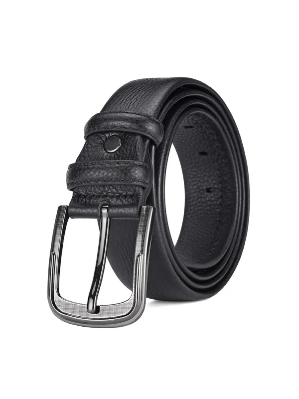 Genuine Leather Pin Buckle Lychee Pattern Simple Belts - Image 3