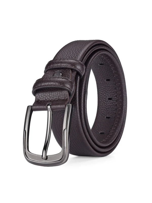 Genuine Leather Pin Buckle Lychee Pattern Simple Belts - Image 8