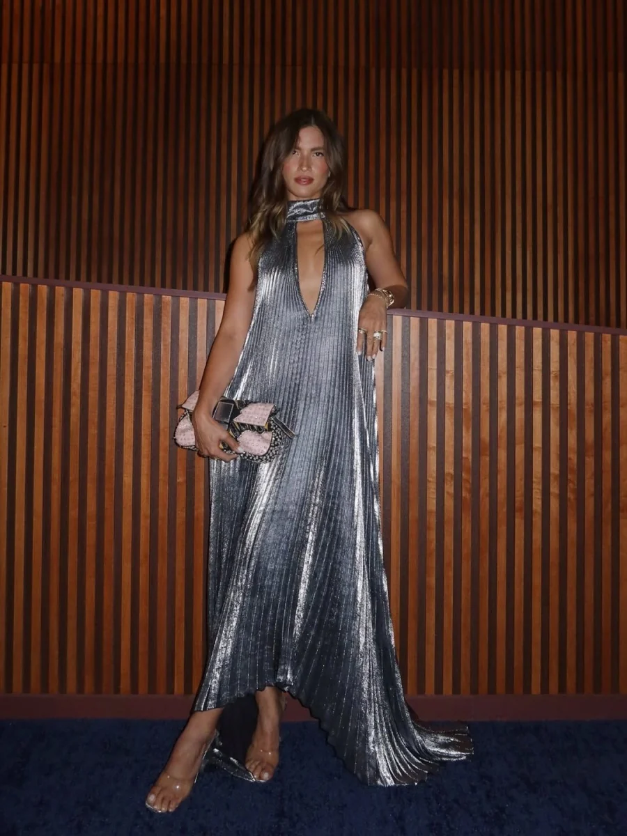 Crimp Metallic Feeling Ribbon Reunion Maxi Dresses - Image 12