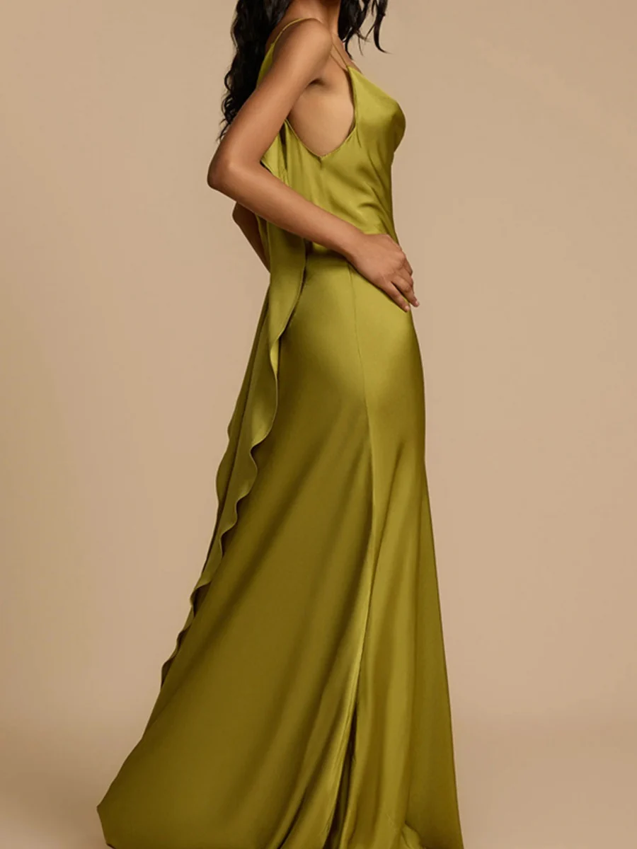 Backless Ribbon Satin Slits Wedding Maxi Dresses - Image 4
