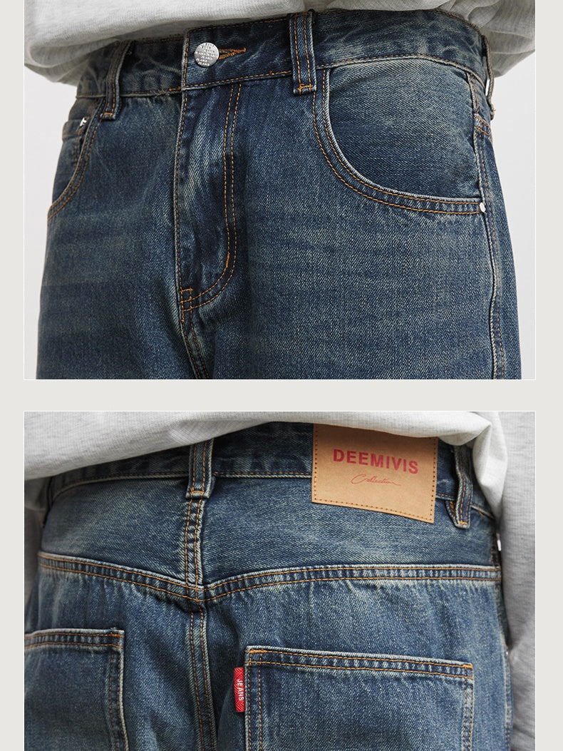 Washed Straight-fit Simple Jeans - Image 5