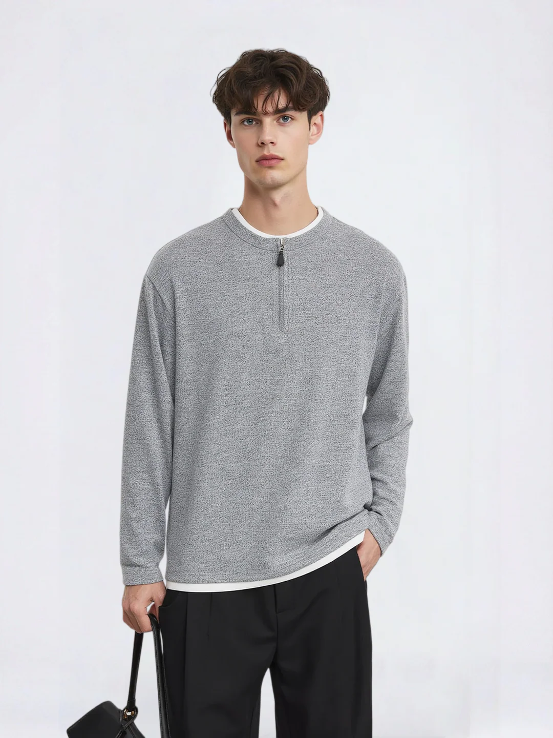 Half Zipper Layered-look T-shirts