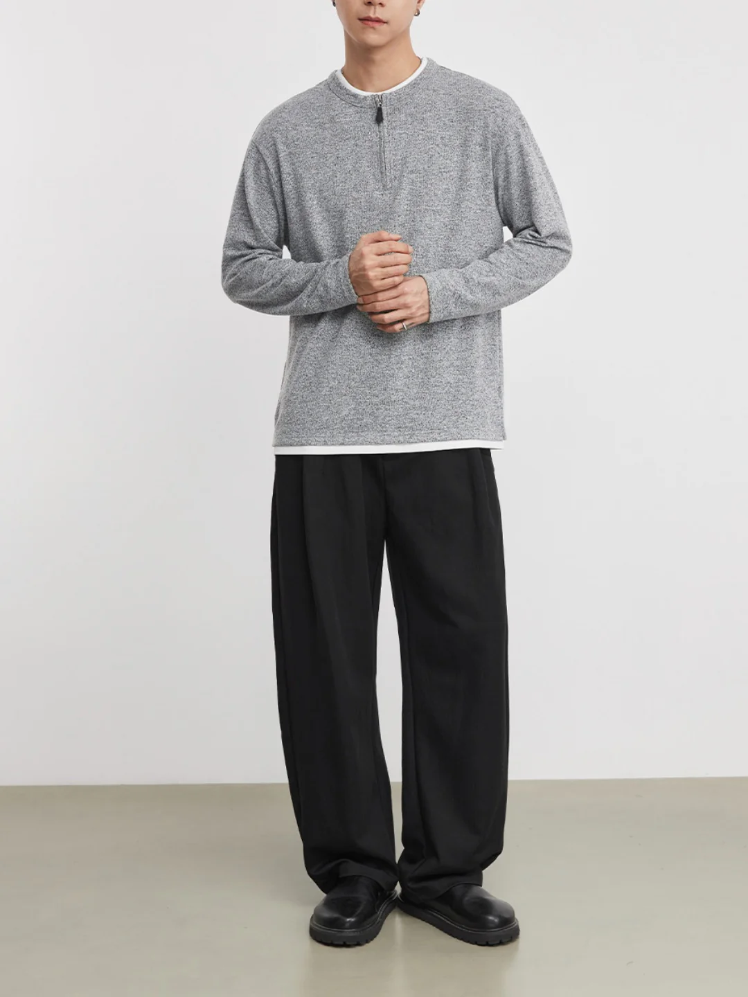 Half Zipper Layered-look T-shirts - Image 2