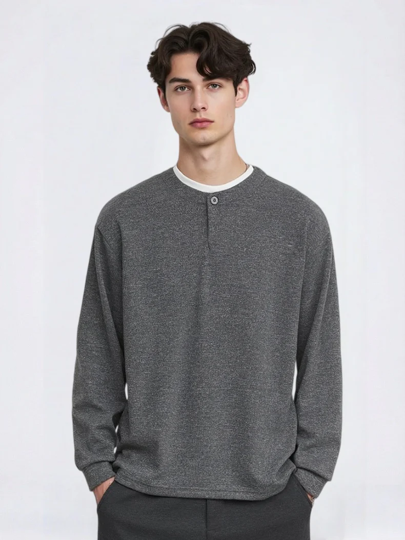 Layered-look Henry Collar T-shirts