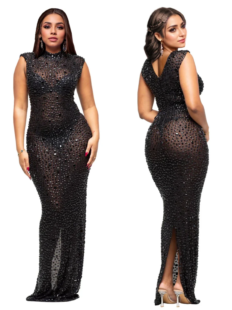 Rhinestone-studded Hip-hugging Parties Maxi Dresses - Image 13