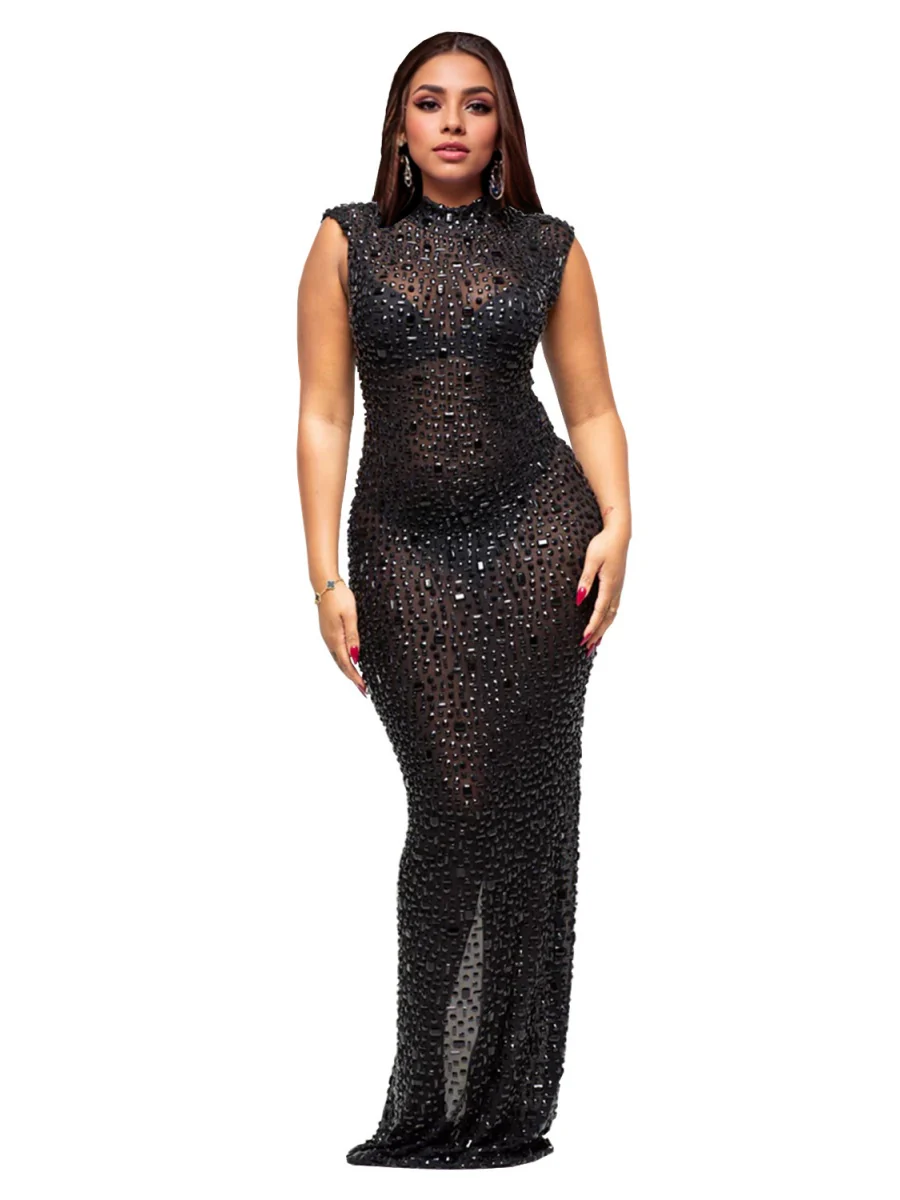 Rhinestone-studded Hip-hugging Parties Maxi Dresses - Image 14