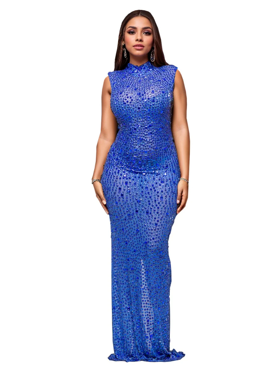 Rhinestone-studded Hip-hugging Parties Maxi Dresses - Image 17