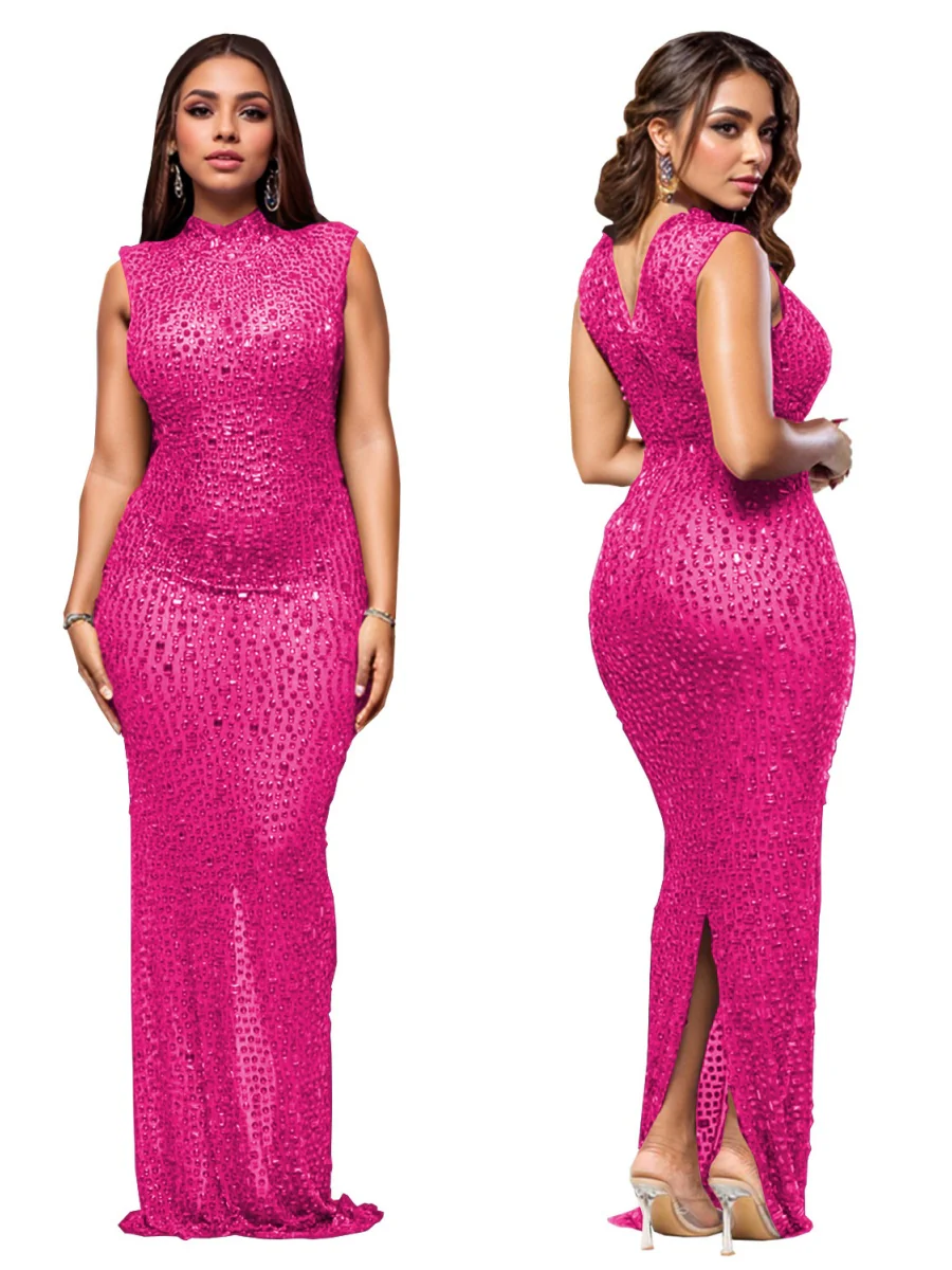 Rhinestone-studded Hip-hugging Parties Maxi Dresses - Image 19