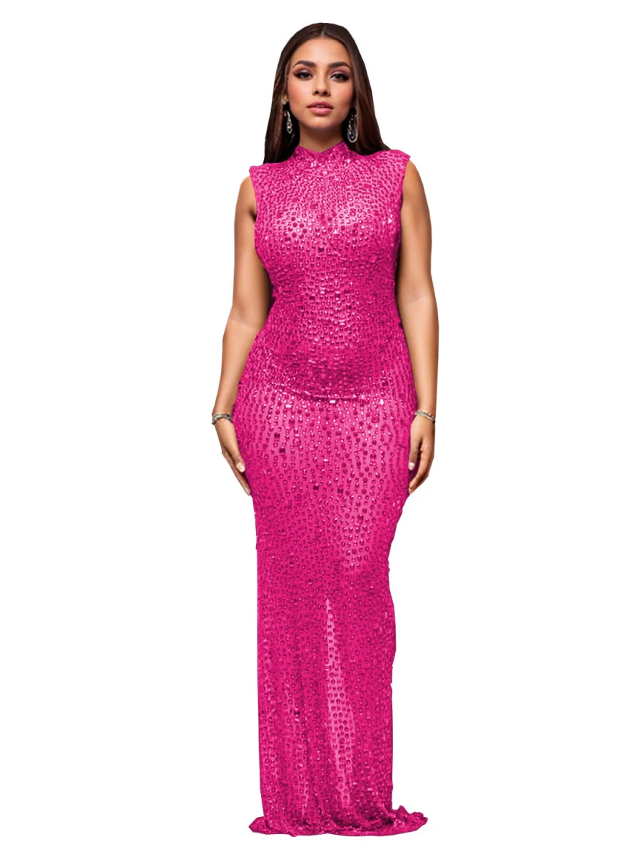 Rhinestone-studded Hip-hugging Parties Maxi Dresses - Image 20