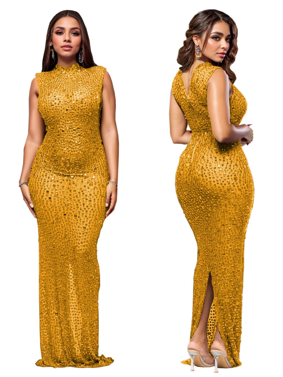 Rhinestone-studded Hip-hugging Parties Maxi Dresses - Image 22