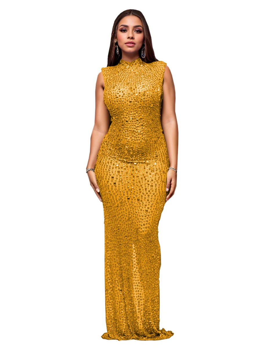 Rhinestone-studded Hip-hugging Parties Maxi Dresses - Image 23