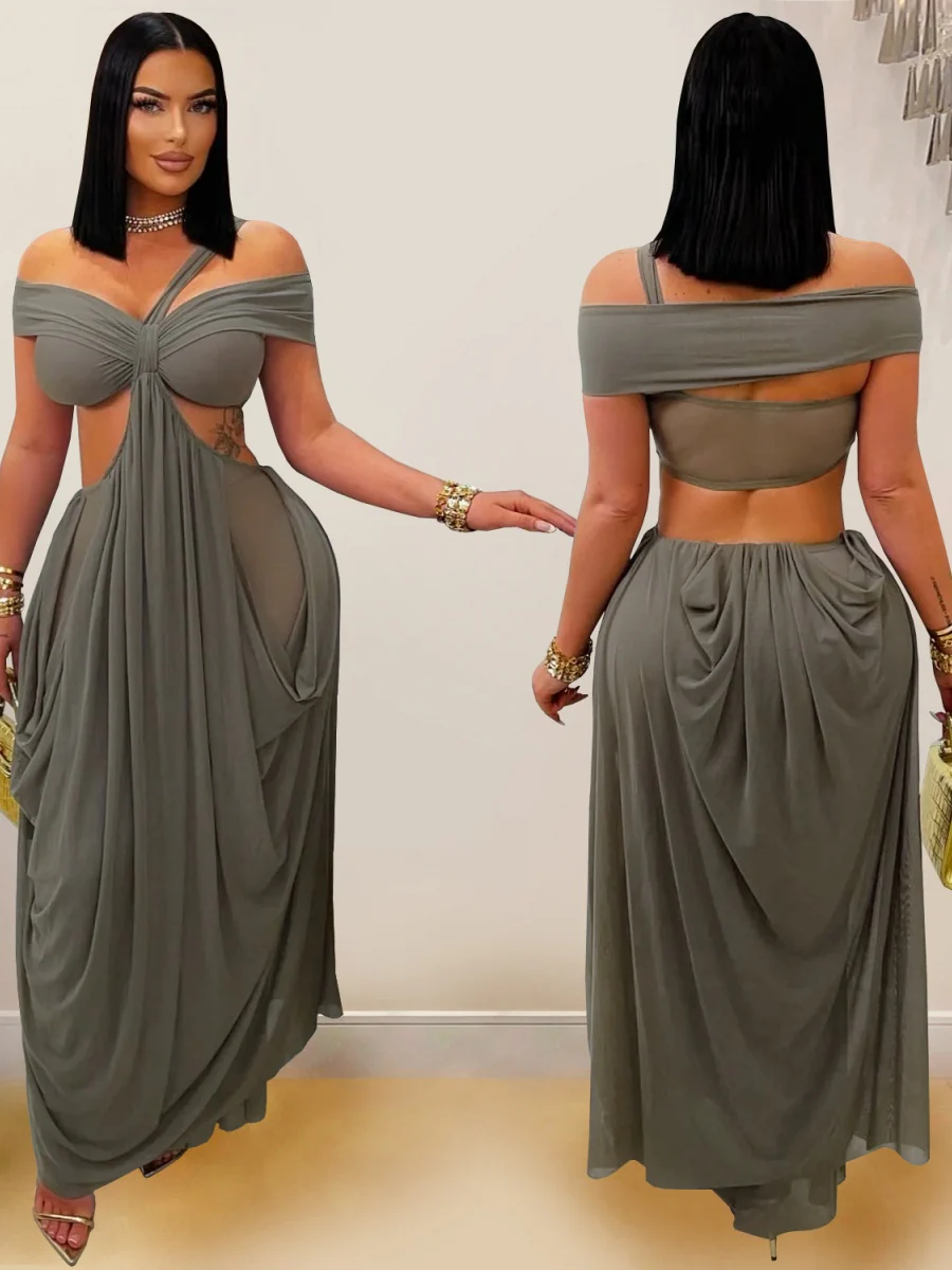 Gauze Sexy Bare Waist Parties Maxi Dresses - Image 12
