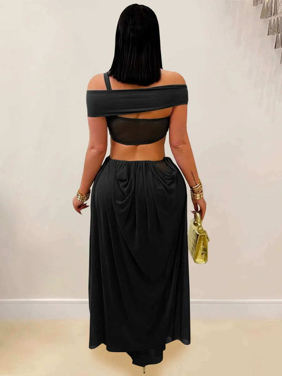 Gauze Sexy Bare Waist Parties Maxi Dresses - Image 3
