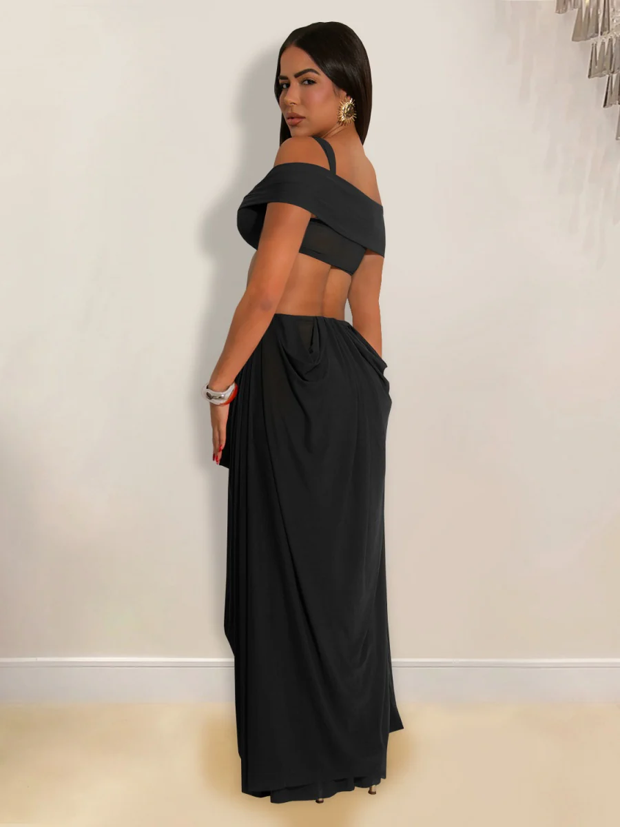 Gauze Sexy Bare Waist Parties Maxi Dresses - Image 5