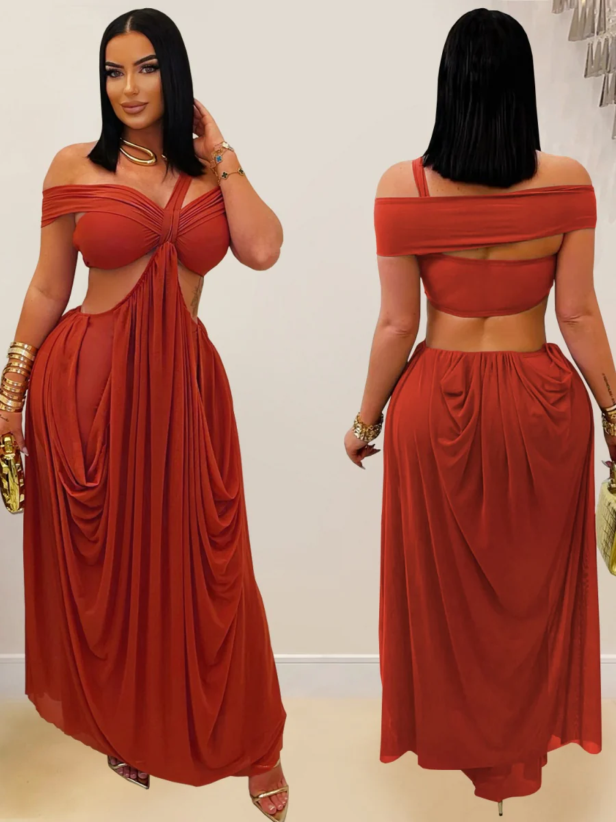Gauze Sexy Bare Waist Parties Maxi Dresses - Image 9