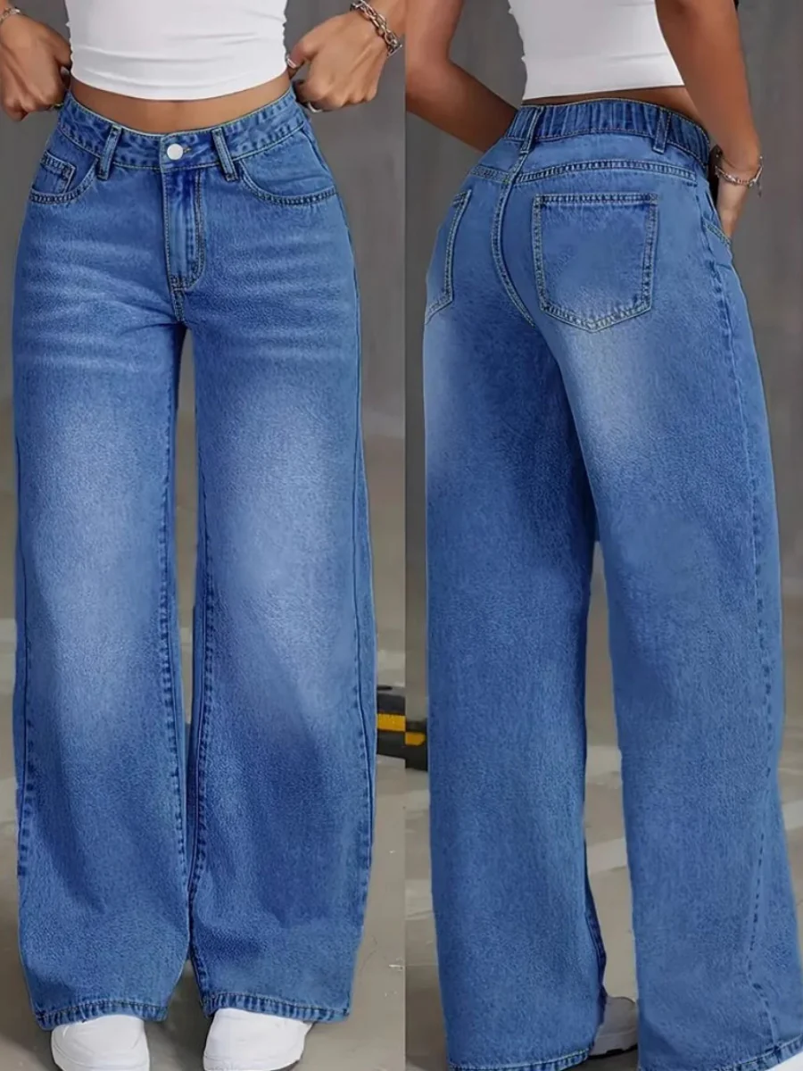 Casual Loose-fitting Washed Denim Trousers - Image 2