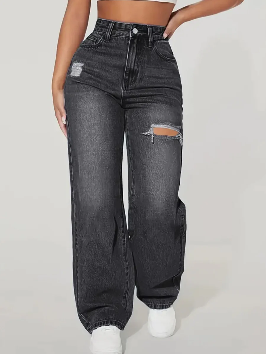 Washed Distressed Ripped Jeans - Image 4