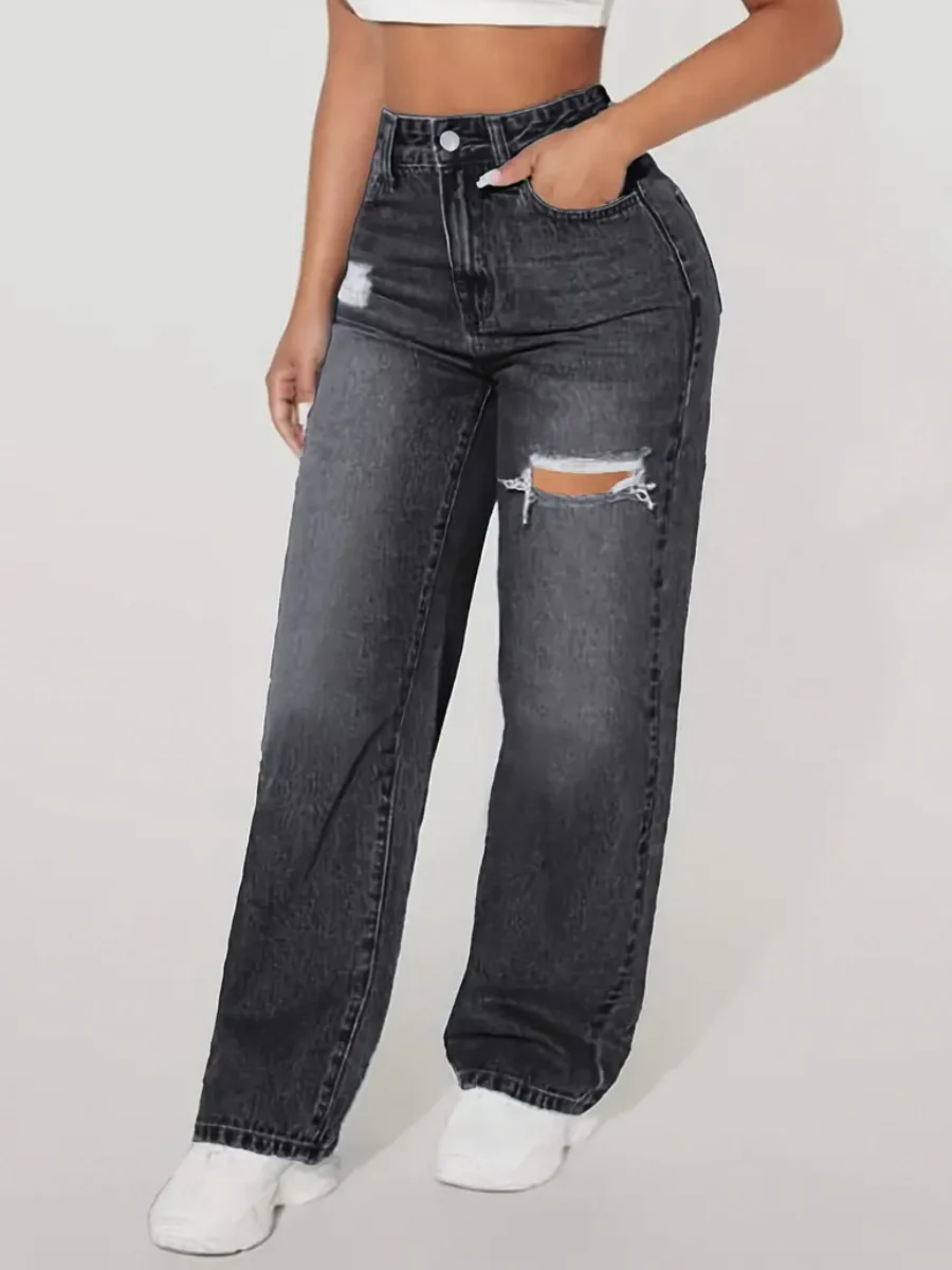 Washed Distressed Ripped Jeans - Image 5