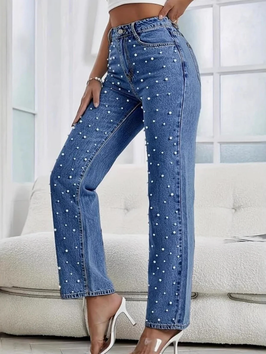 Washed Beaded Jeans