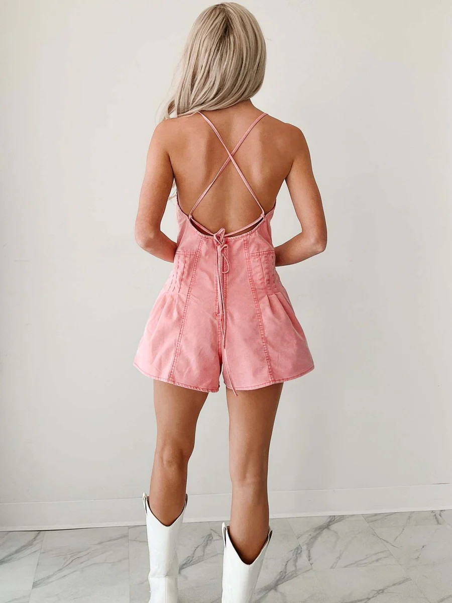 Loose Denim Jumpsuit With Ribbon Bow - Image 10